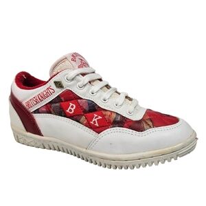 Vintage 80s British Knights Red & White Quilted Leather Sneakers 6.5 Women's‎